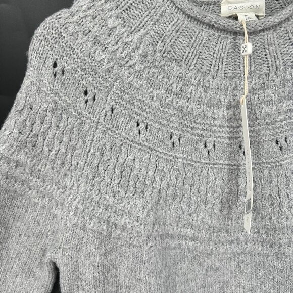NEW Caslon fisherman sweater roll neck pullover thick stretch heather gray XS - Picture 5 of 9